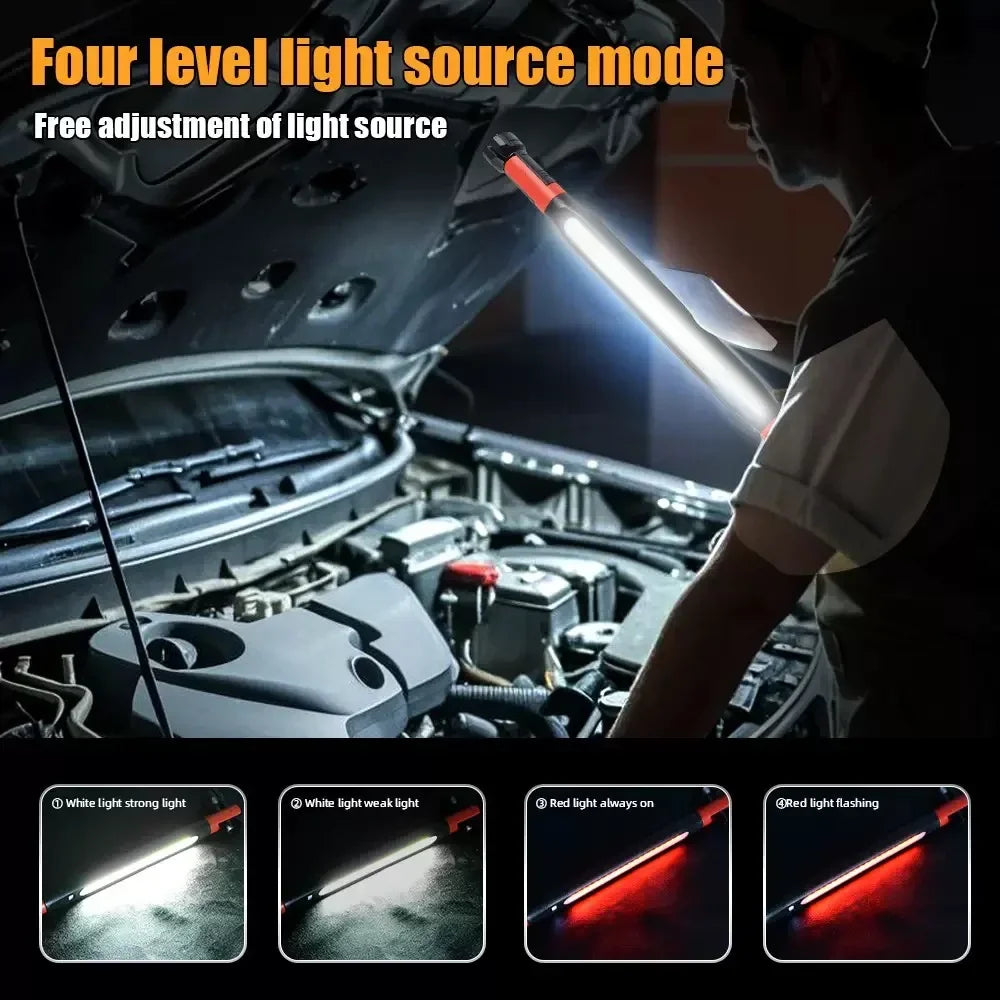 Magnetic LED Mechanic Work Light USB Rechargeable 360° Swivel Flashlight for Car Repair Auto Garage Use Emergency Lamp