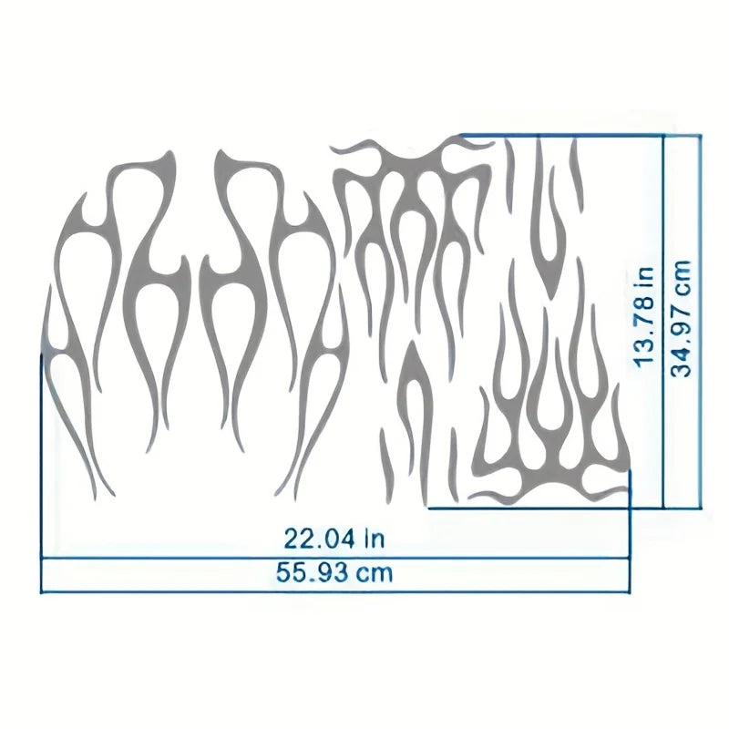 Silver Flame Motorcycle Tank Decals, Waterproof Universal Fit - view 2