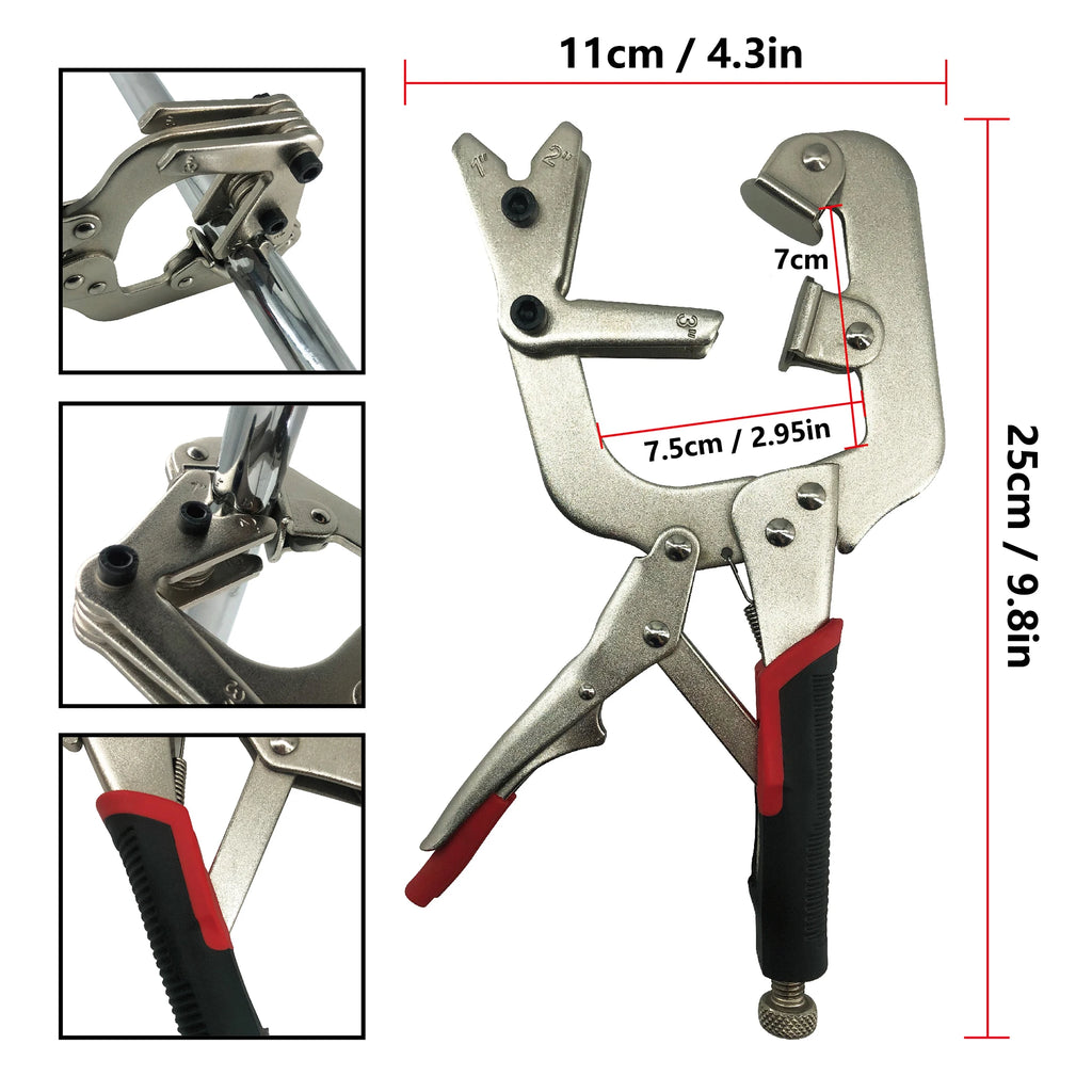 Locking Pipe Clamp, 10 Inch Welding Clamp with Swivel V Shape Pads for Clamping Pipe and Tube to Weld and Repair