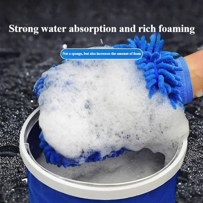 1-2pcs Waterproof Microfiber Chenille Car Wash Gloves Thick Cleaning Mitt for Wax