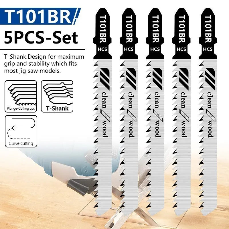 5-Piece T-Shank Jigsaw Blade Set – Woodworking