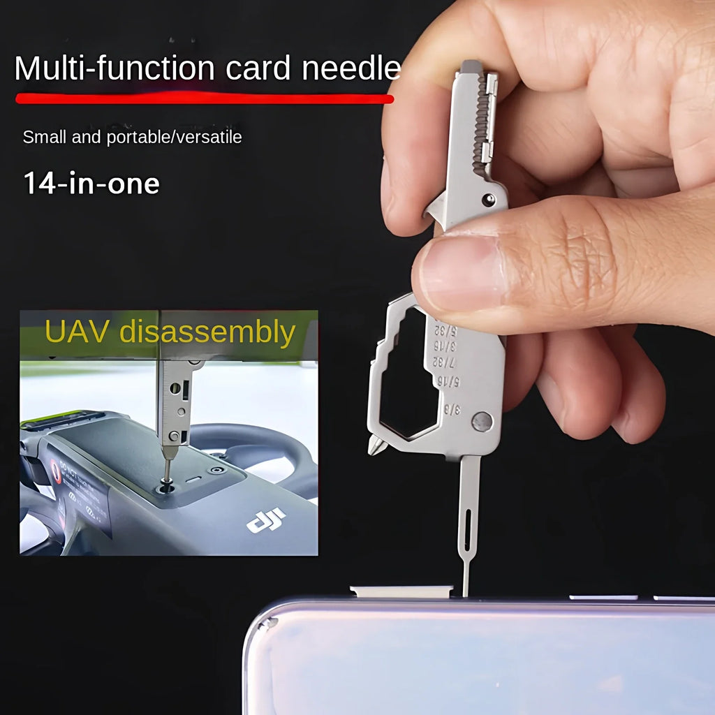 Keychain Multi-Tool Card - 16 in 1 Stainless Steel Pocket Tool