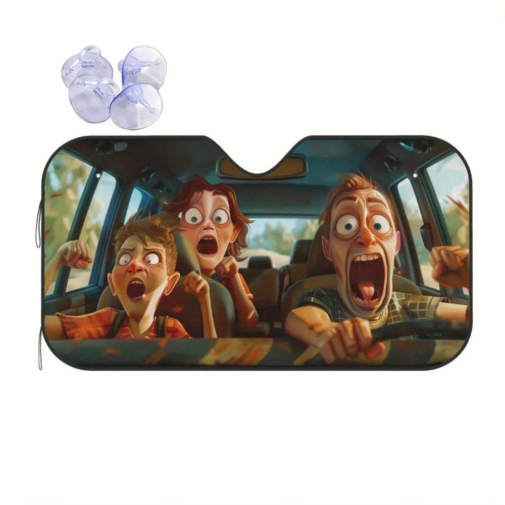 Foldable Windshield Sun Shade with Fun Animal Prints, 55 x 30 in