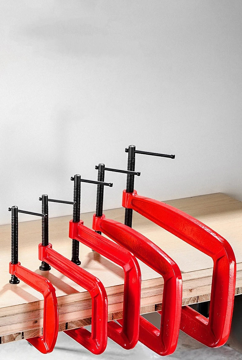 4 Inch Deep Reach C-Clamp Set, Heavy Duty Steel for Woodworking and Welding