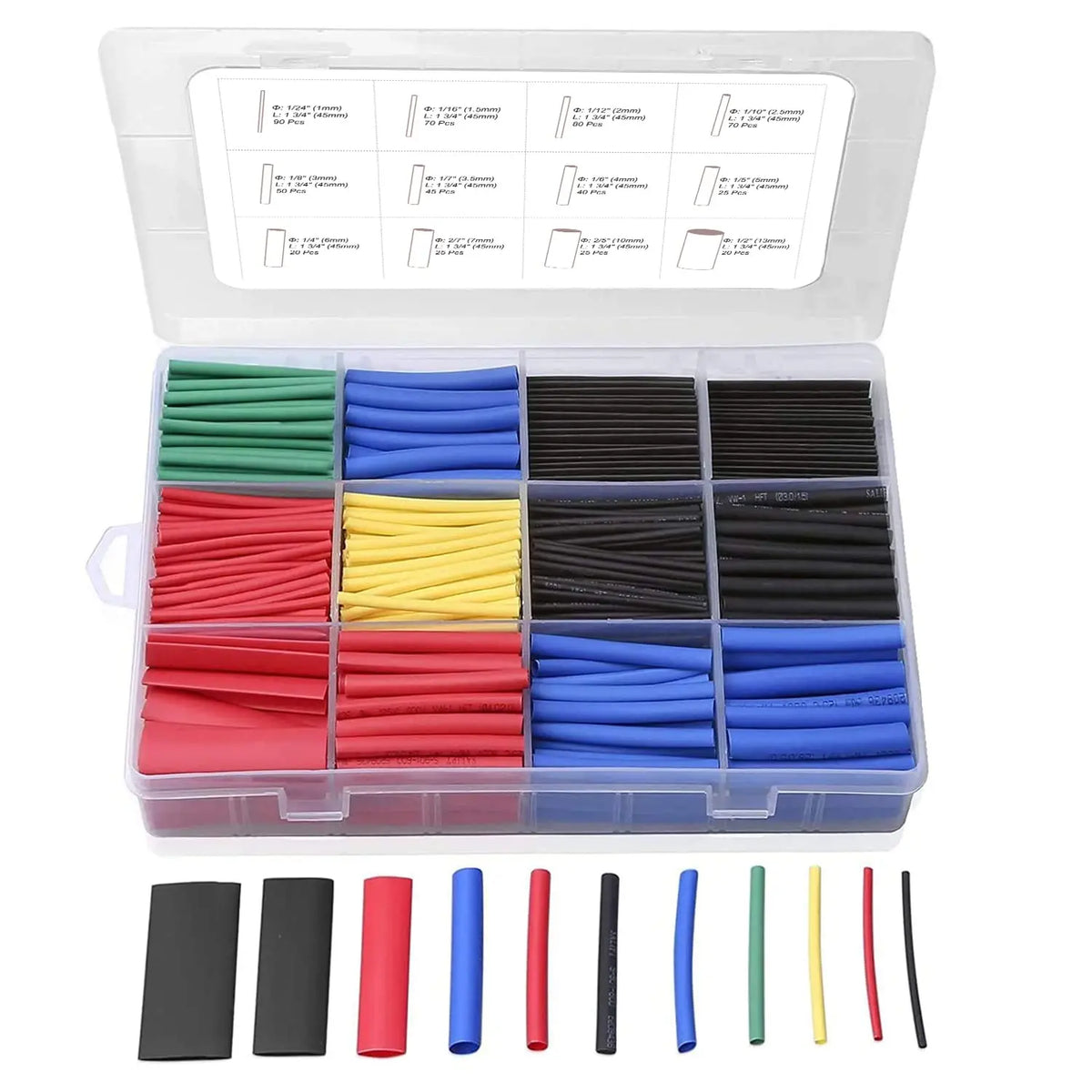 580/560Pcs EVA Heat Shrink Tubing Kit in 6 Colors 11 Sizes for Wire Repairs