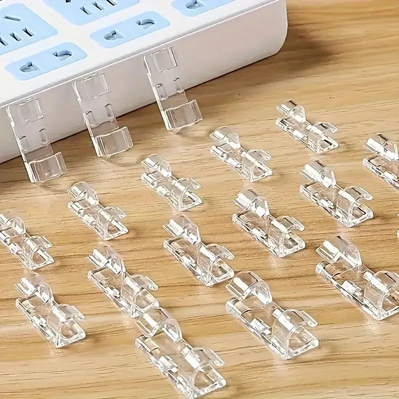 Clear Plastic Cable Clips – Adhesive Cord Holders