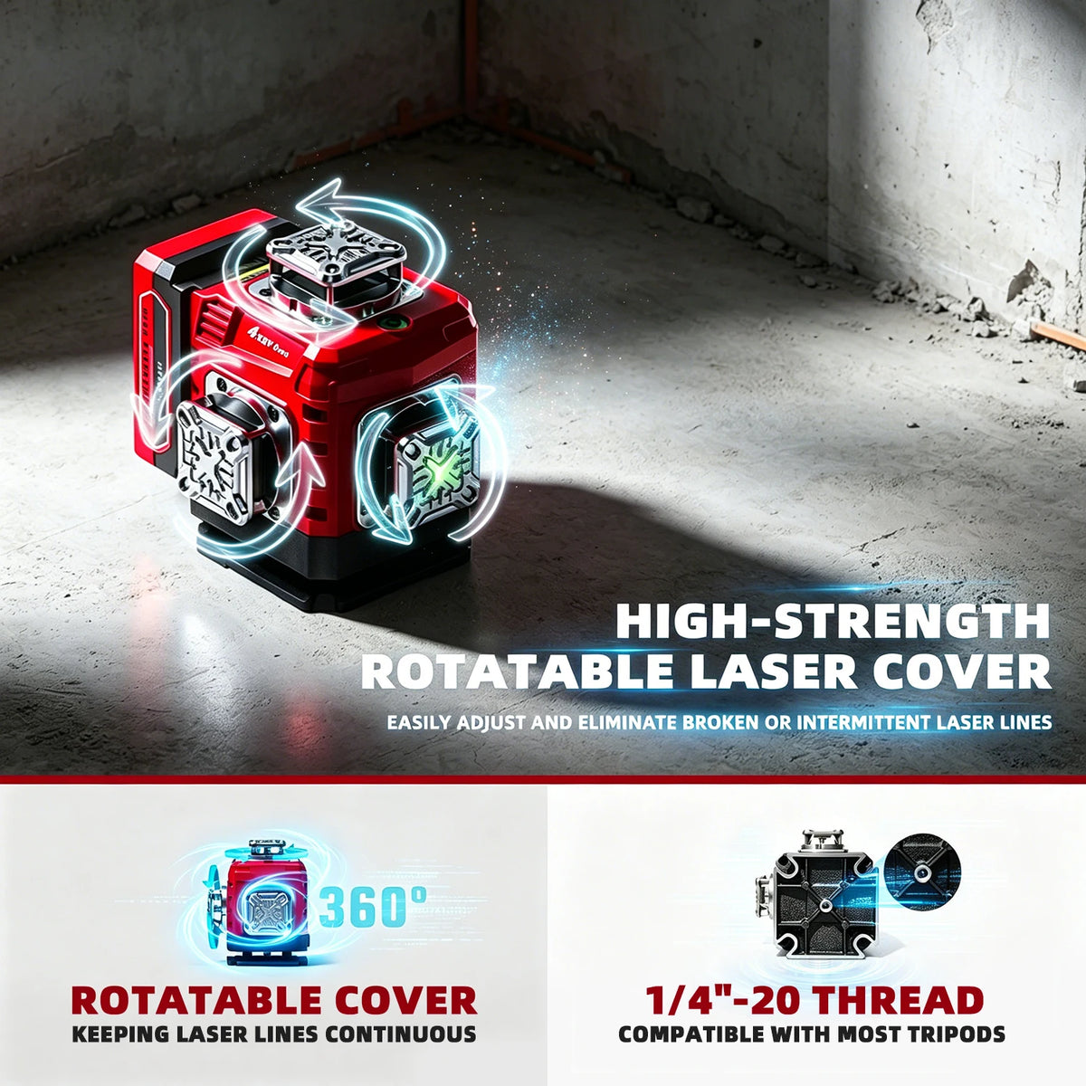 YEVOLT Laser Level 360 Self Leveling with Tripod 4D Lazer Level 4x360° Cross Line Laser for Construction Project Renovation Tool