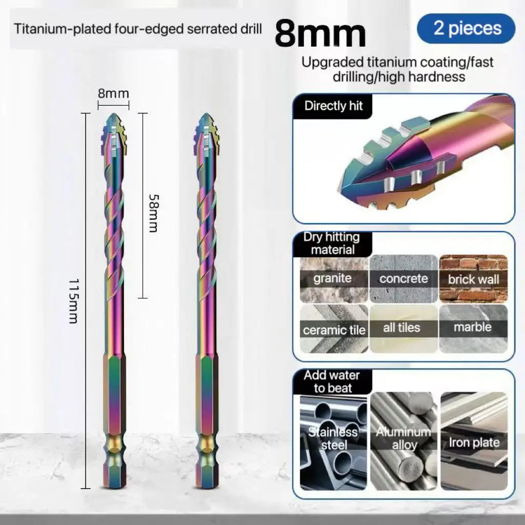 3-12mm Four-Edge Serrated Drill Bit Set for Glass, Tile, Concrete & Metal