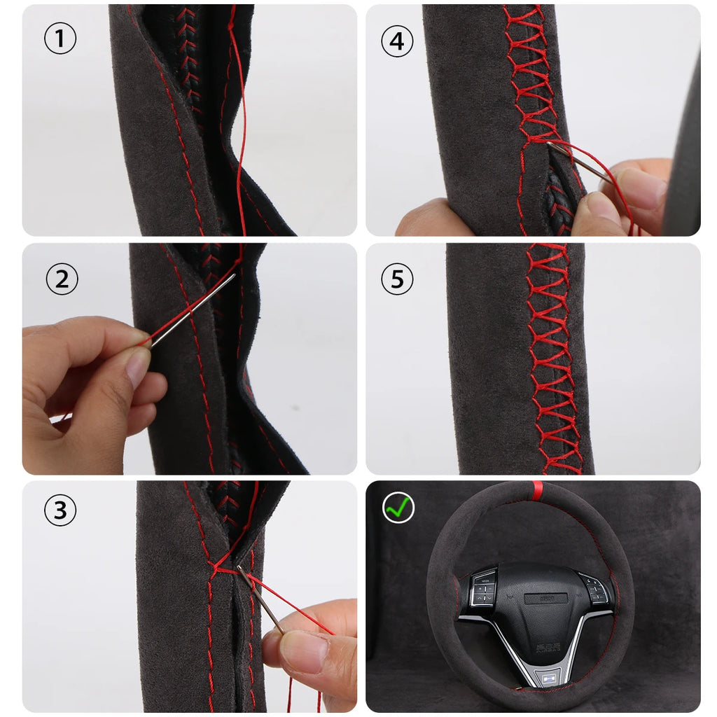 Universal Soft Faux Leather Steering Wheel Cover for Car - image 6