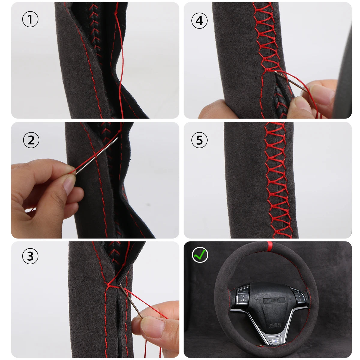 Universal Soft Faux Leather Steering Wheel Cover for Car - image 6
