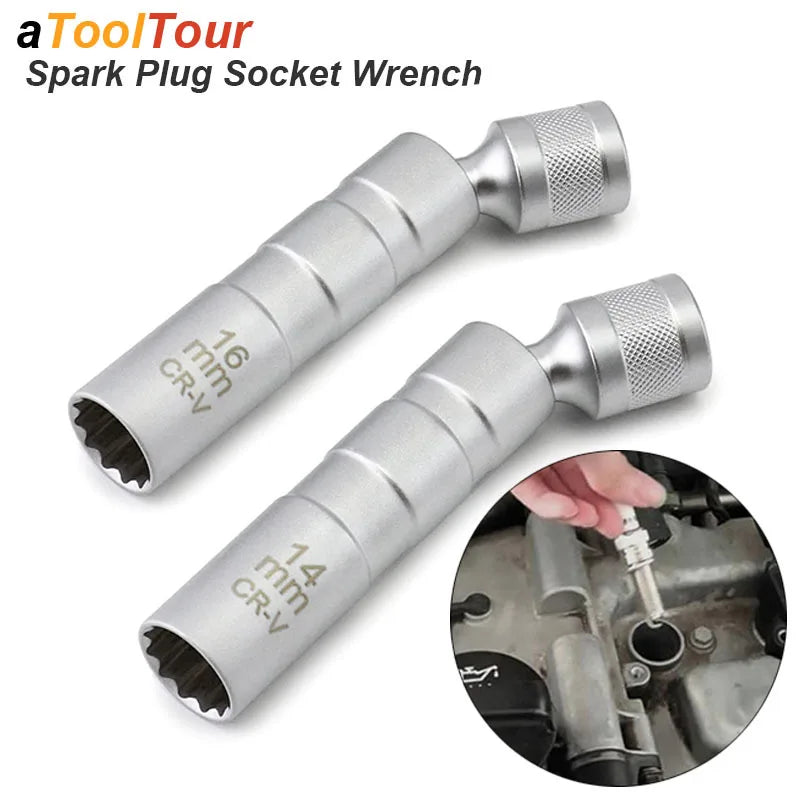 Magnetic Swivel Spark Plug Socket Wrench Kit - 14mm & 16mm