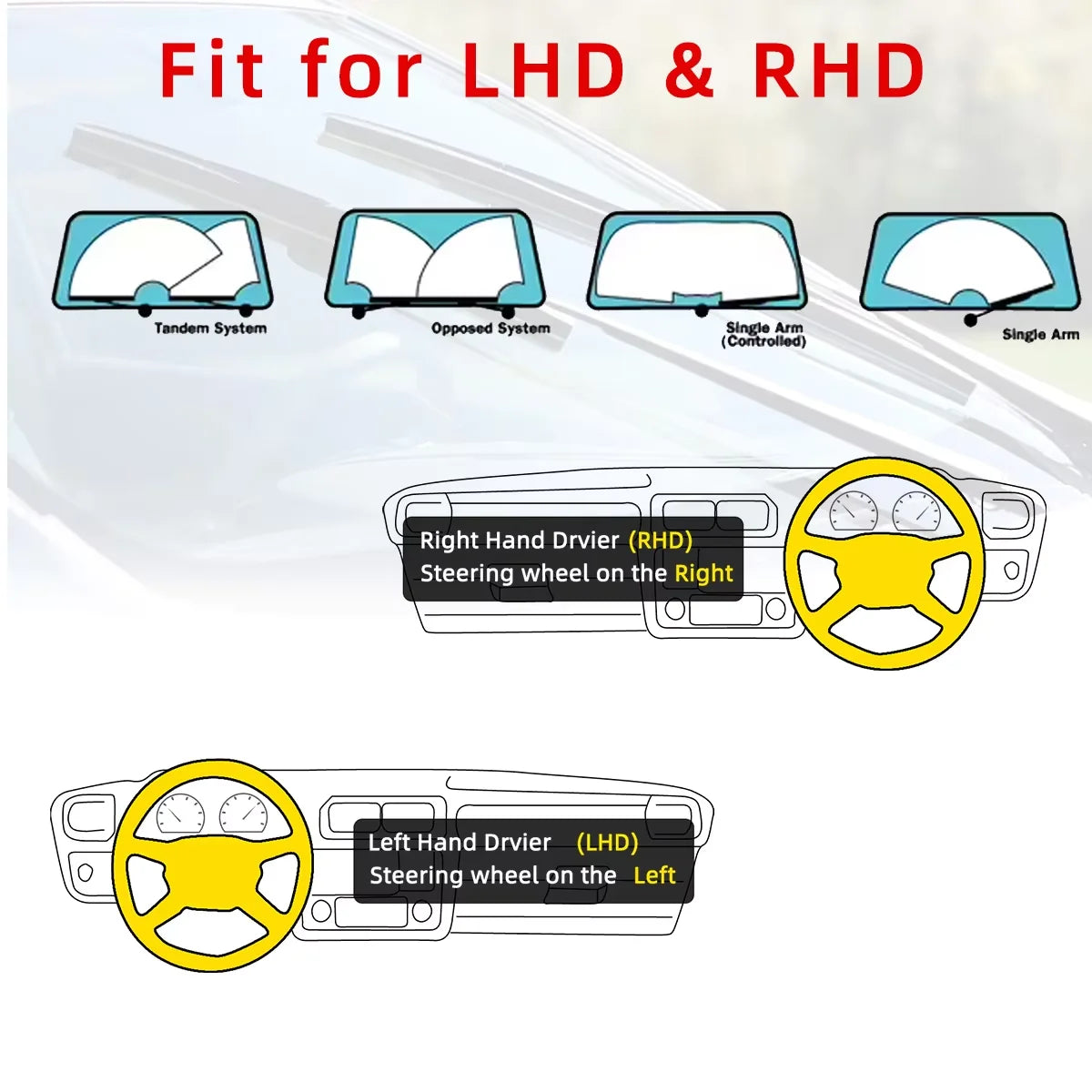 1PC Wiper Blade 11 Layer Rubber Strip J/U-Shaped Wiper Blade 13"14"15"16"17"18"19"20"21"22"24"26"28"30" Windshield Wiper Blade