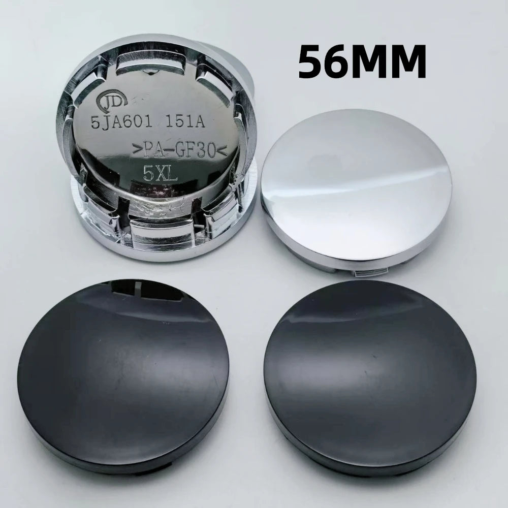56mm Blank ABS Wheel Center Caps, Universal 4-Pack