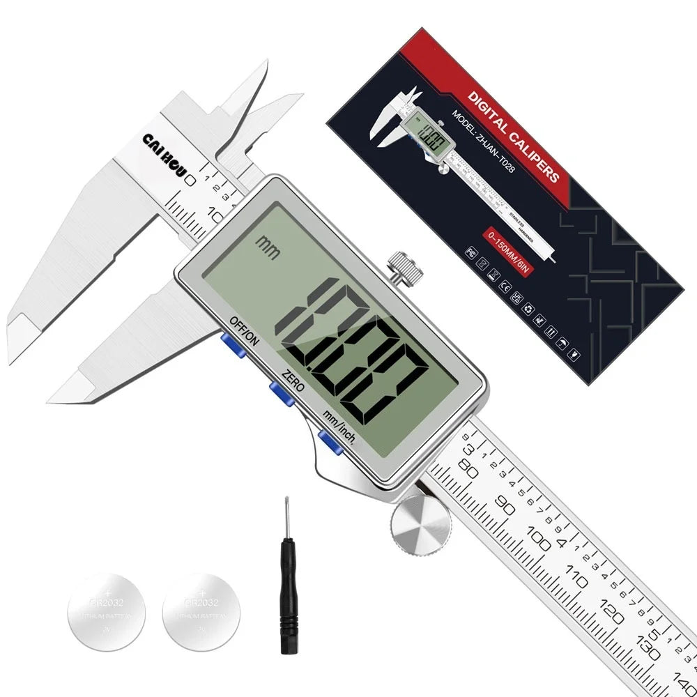 Digital Caliper,Upgraded Stainles Steel Digital Calipers 150mm/6 inch with Large LCD Screen,Perfect for Household,DIY