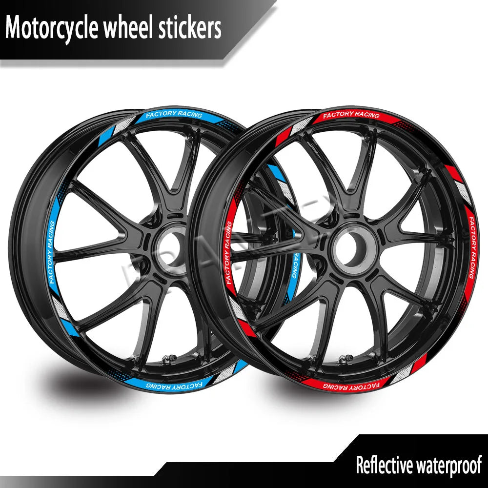 Reflective Wheel Rim Tape Decals for 12in to 18in Motorcycle Wheels