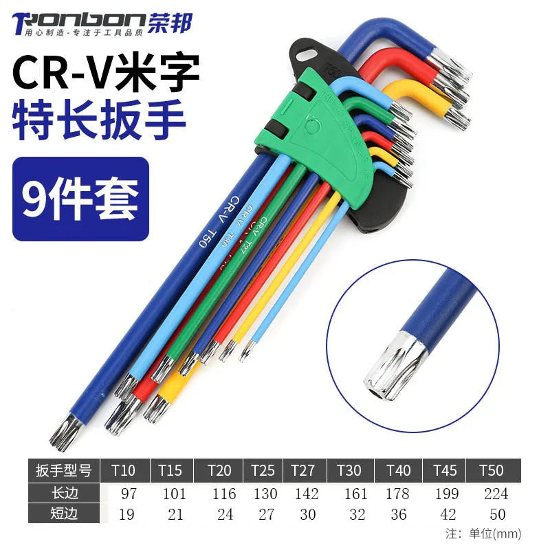 9PCS Long Arm Allen Key Set L Wrench Hex Key 1.5mm to 10mm Motorcycle Repair