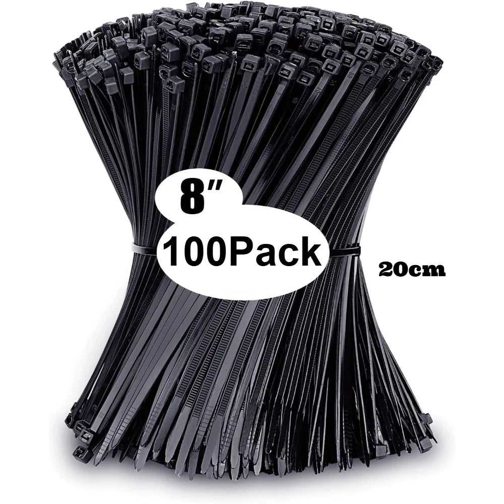 Zip Ties Assorted Sizes 4 6 8 12 Inch 100/400 Pack Black UV Resistant Cable Ties
