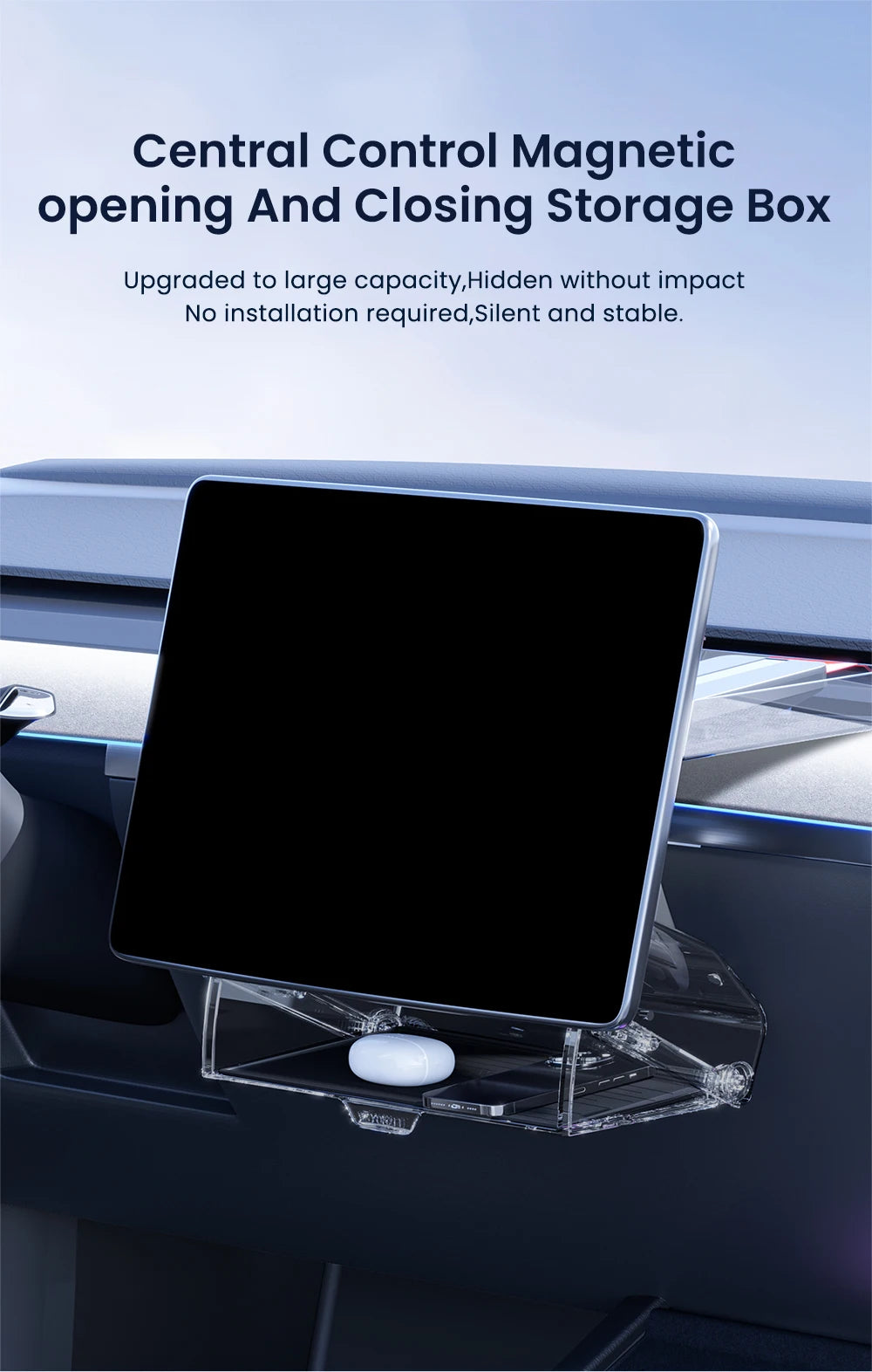 Magnetic Under Screen Storage Box for Tesla Model 3, Y and YL