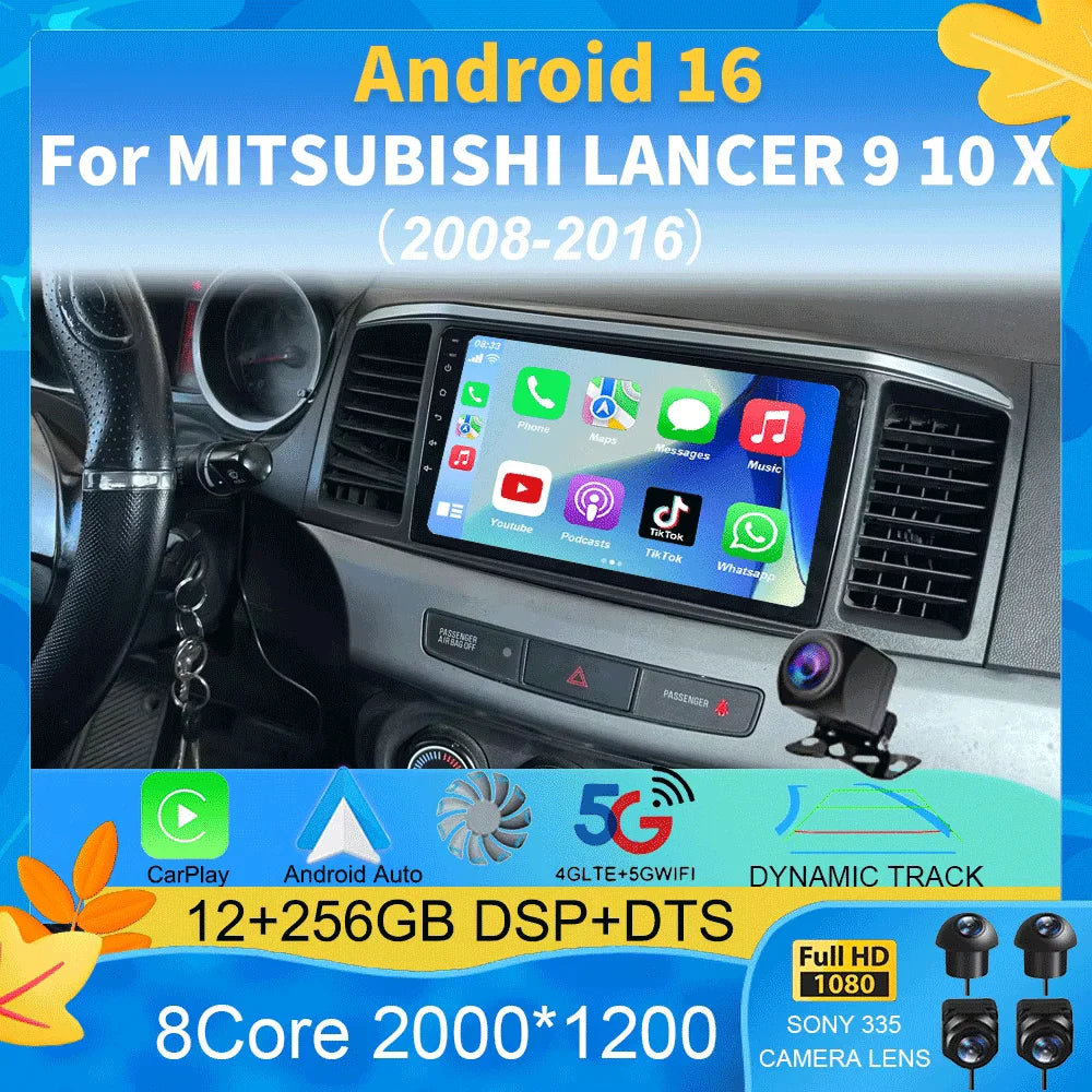 9 Inch Android Car Radio for Mitsubishi Lancer 2008-2016 CarPlay GPS