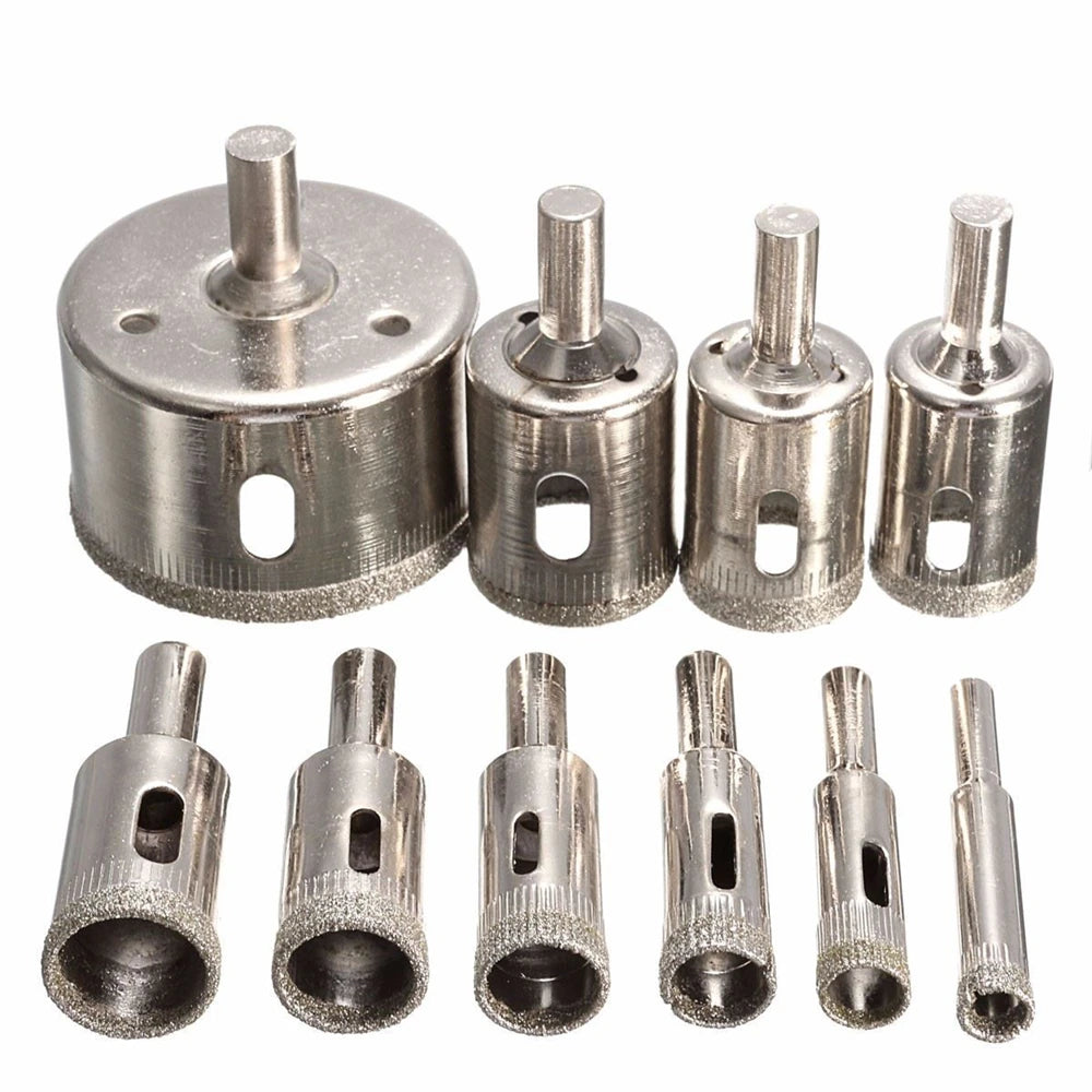 10pcs/set 6mm-30mm Diamond Coated Hole Saw Cutter,Core Drill Bit Glass Hole Opener Tools,for Ceramic Tile Porcelain Stone&Marble