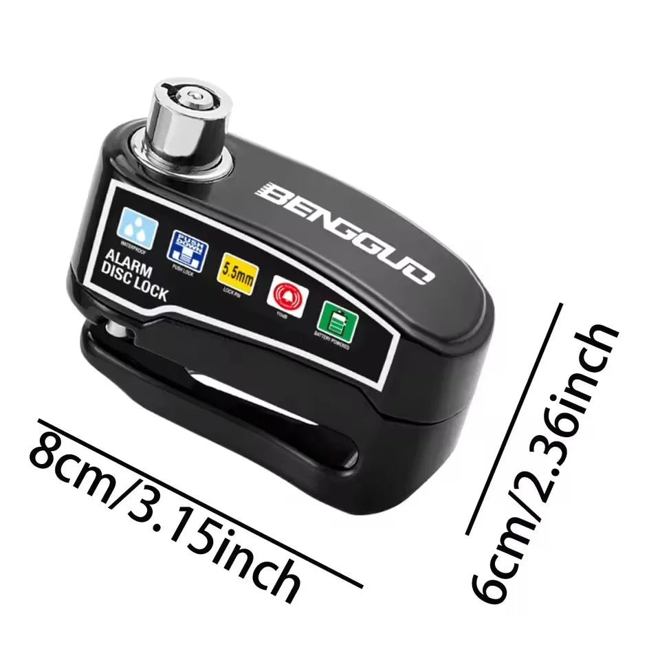 Motorcycle Alarm Lock Wheel Disc Brake Lock with Key Waterproof Aluminum Alloy Anti-Theft Scooter Alarma Disc Security Brakelock