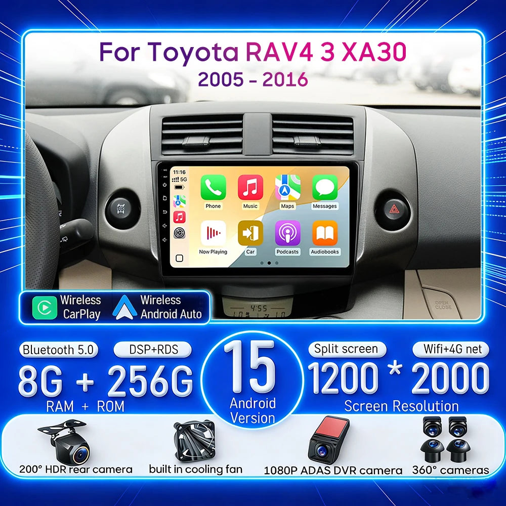 9 Inch Android Auto 2DIN Multimedia Player for Toyota RAV4 2005-2016