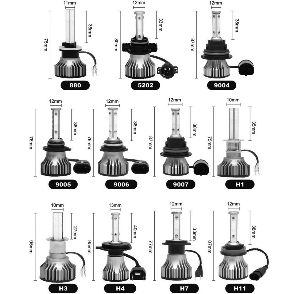 LED Headlight Bulbs H11 H4 H7 H8 H9 6500K 8000LM 2 Pack - image 2