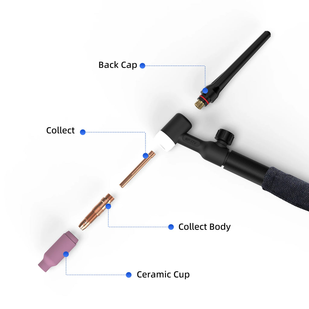 TIG Welding Torch WP17V Argon Lift TIG Burner with 10-25mm2 Quick Connector and 3M Cable for Welding Equipment