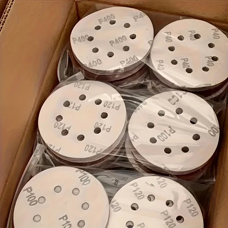 100Pcs 5-Inch 8-Hole Sanding Discs 60-1000 Grit Sandpaper for Random Orbital Sander
