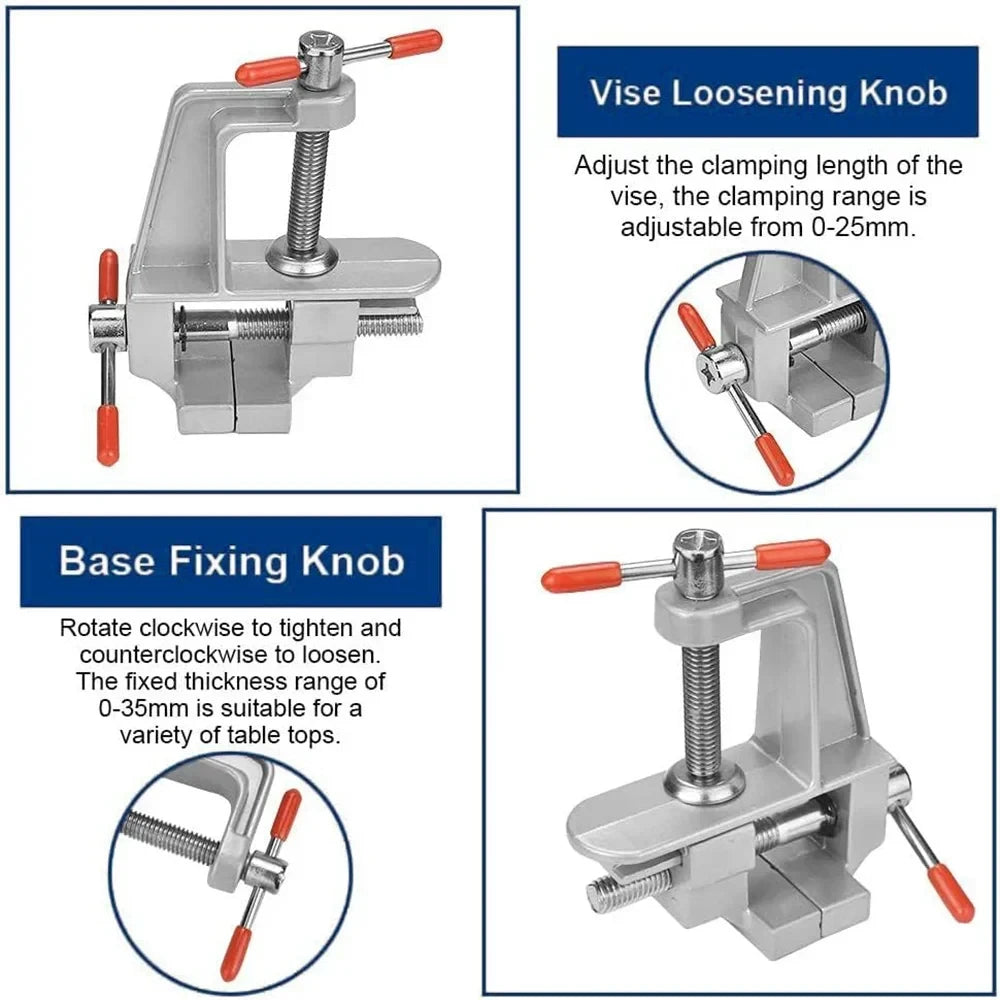 3.5-Inch Mini Aluminum Bench Vise – Table Clamp-On