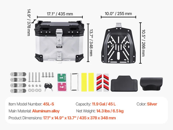 SucceBuy Aluminum Motorcycle Top Case with Leather Lining - image 17