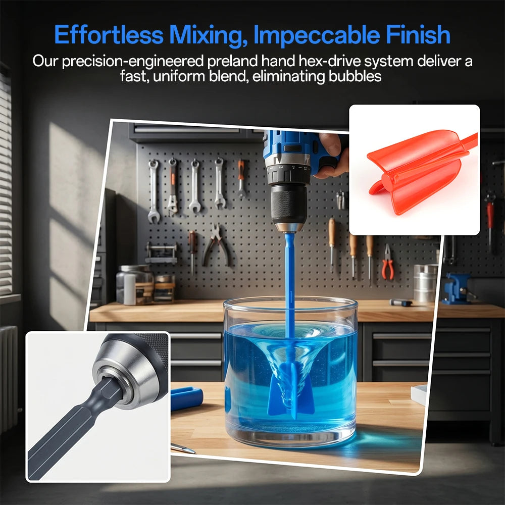 Epoxy Resin & Paint Mixer Paddle Drill Attachments, 8 Pc Reusable