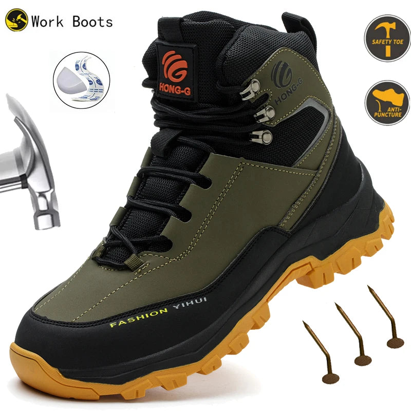 Steel Toe Cap Shoes For Men Work Boots Puncture-Proof Work Safety Shoes Non-Slip Protective Shoes Male Footwear Sneakers