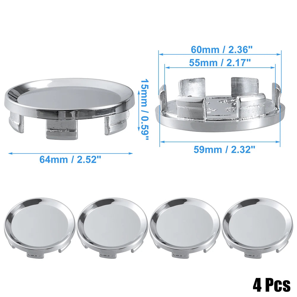 X Autohaux Universal Wheel Center Caps, 53-75mm 4-Pack - image 21