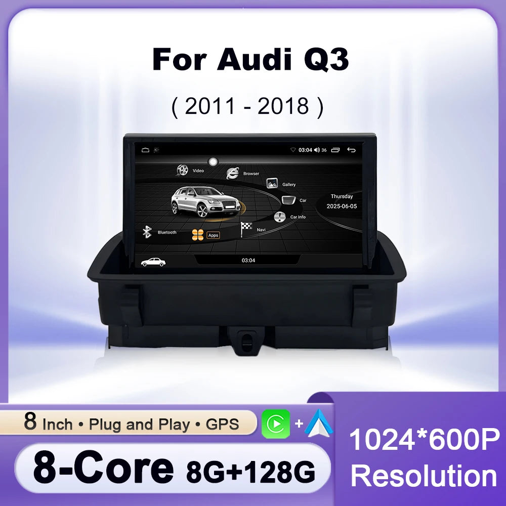 8-Inch Wireless CarPlay & Android Auto for Audi Q3 (2011-2018)