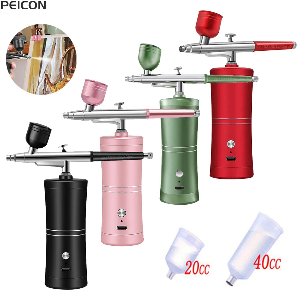 Airbrush with Compressor Portable Airbrush Painting Wireless Air Brush Paint Spray Mini Spray Gun Airbrush Kit with Compressor