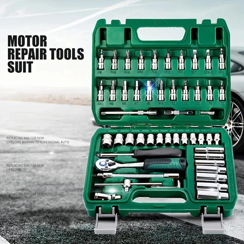 NEW Car Repair Tool Kit 46/53 Piece/Set Socket Set Car Repair Tool Ratchet Torque Wrench Combo Auto Repairing Tool Set