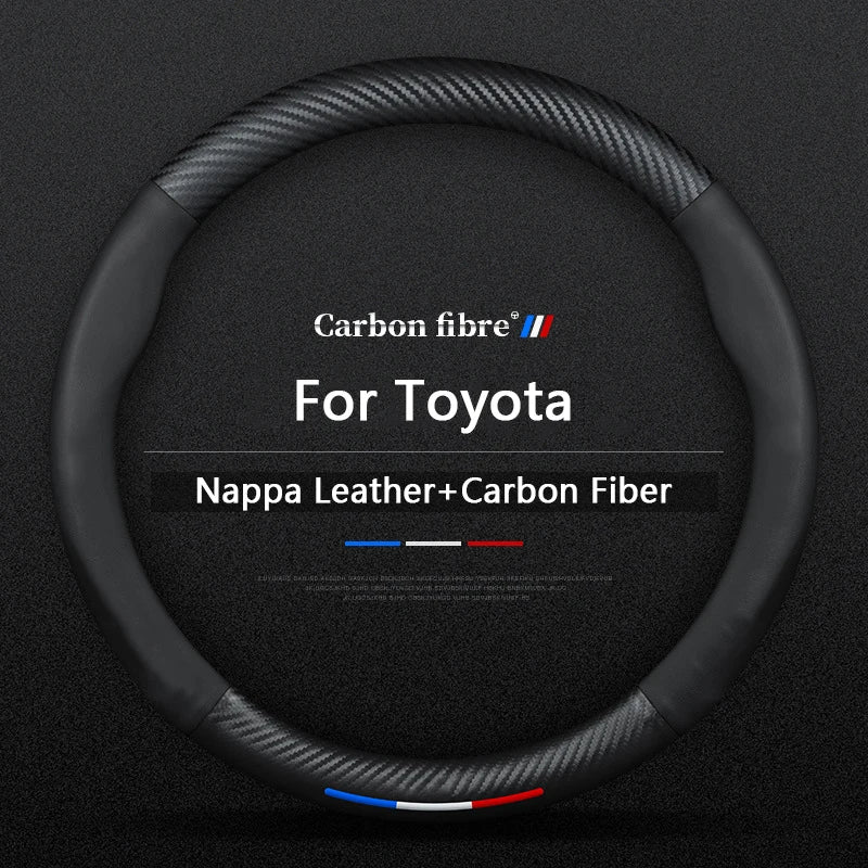 Universal Carbon Fiber Leather Steering Wheel Cover for Toyota