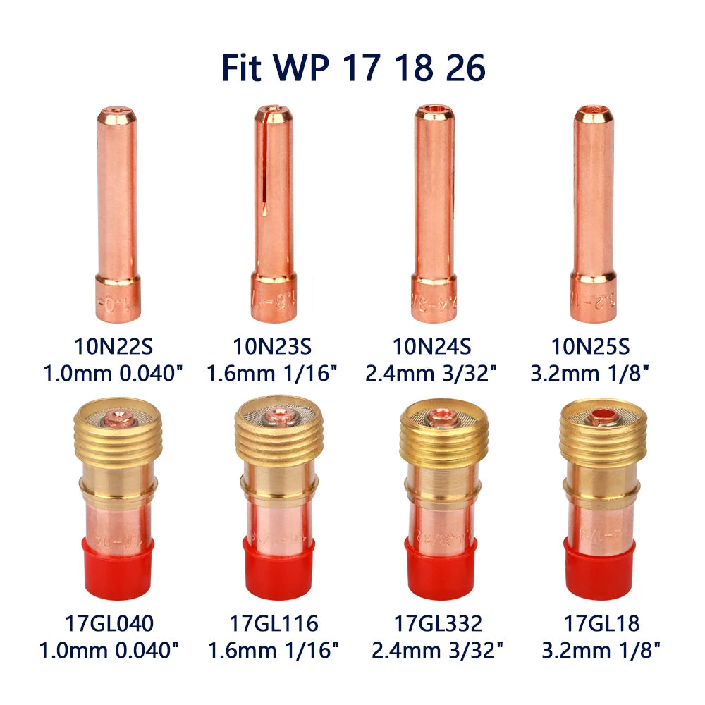 30Pcs TIG Welding Torch Accessories 2.4mm 3/32" Stubby Gas Lens Pyrex Glass Cup Nozzle Kit  For WP-17/18/26 Soldering Supplies