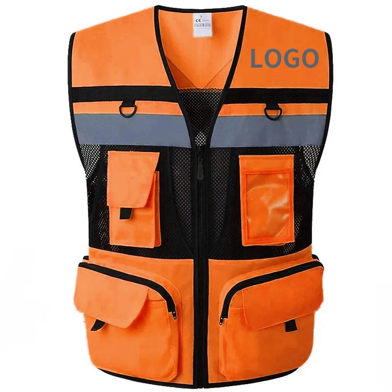 Custom Logo Breathable Mesh Hi-Vis Vest with Tool Pockets - image 14