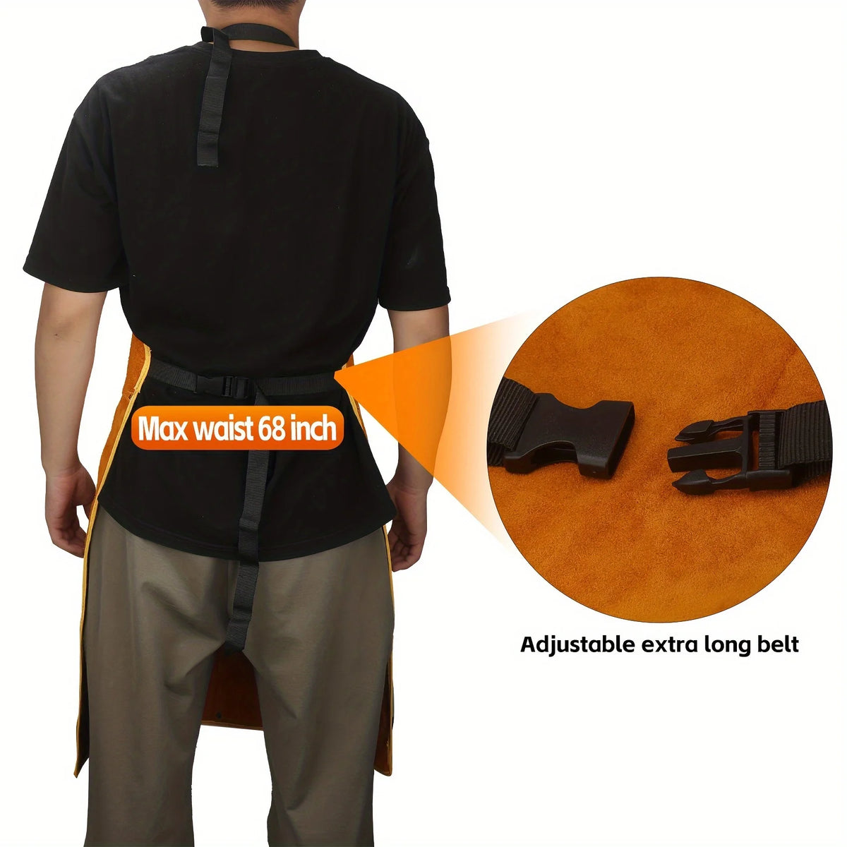Leather Work Shop Apron, Buckle Straps, Heat & Flame Resistant Heavy Duty Welding Apron, Adjustable Fit for Men and Women