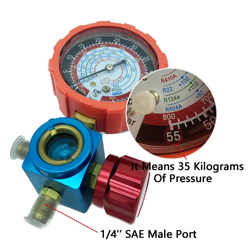 Refrigerants Manifold Gauge 500psi/800psi A/C Diagnostic Refrigerant Charging Tool for R22/R410A/R134A/R404A with Visual Mirror