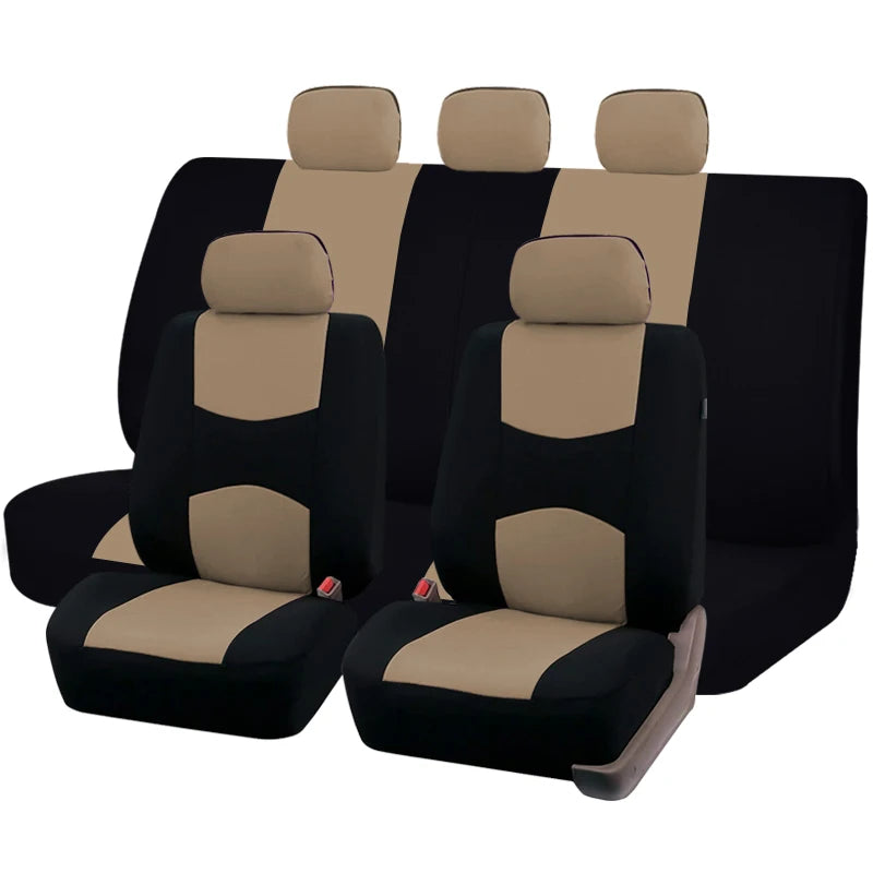 Two-Tone Polyester Car Seat Cover Set for Cars, SUVs and Vans
