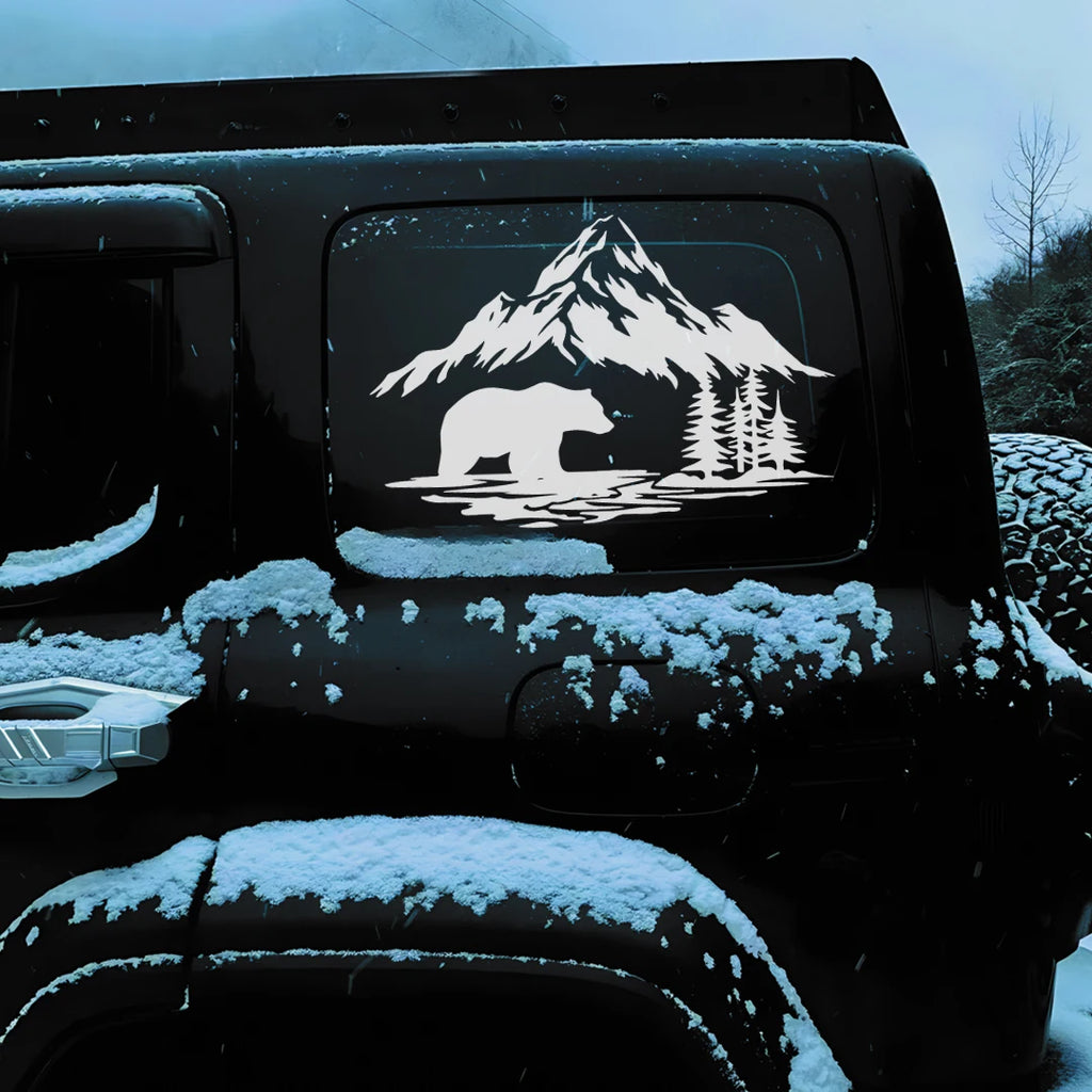 Bear and Forest Adventure Vinyl Car Decal, S, M or L