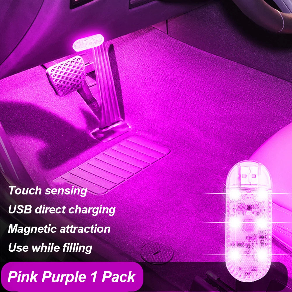 LED Car Mini Touch Light USB Charging Portable Auto Roof Ceiling Reading Night  Lamp Wireless Car Decoration Ambinet Light