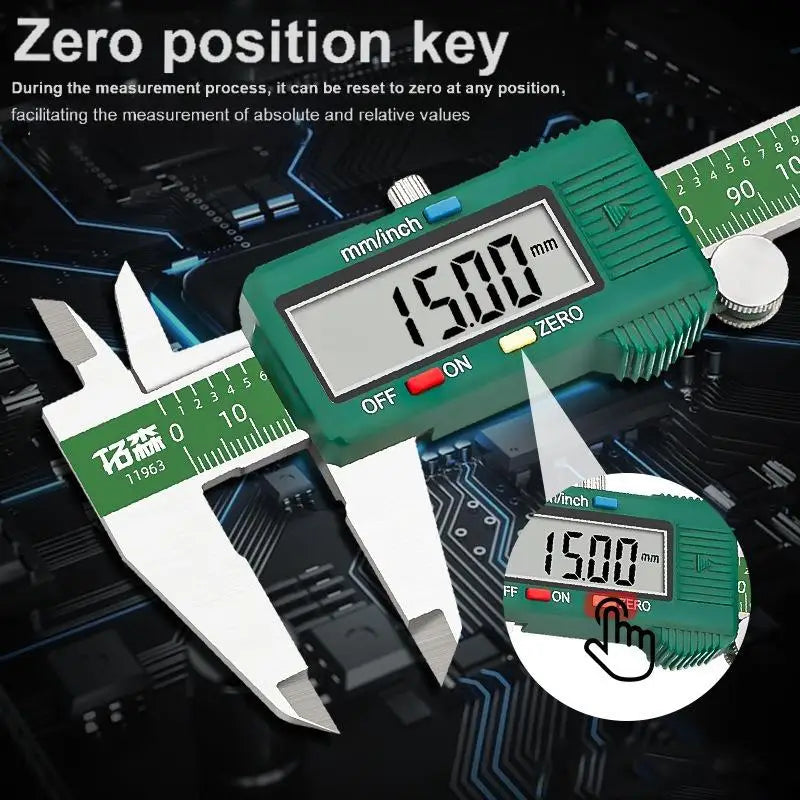Digital Stainless Steel Caliper 0-150mm, IP54 Shockproof, Dial Display