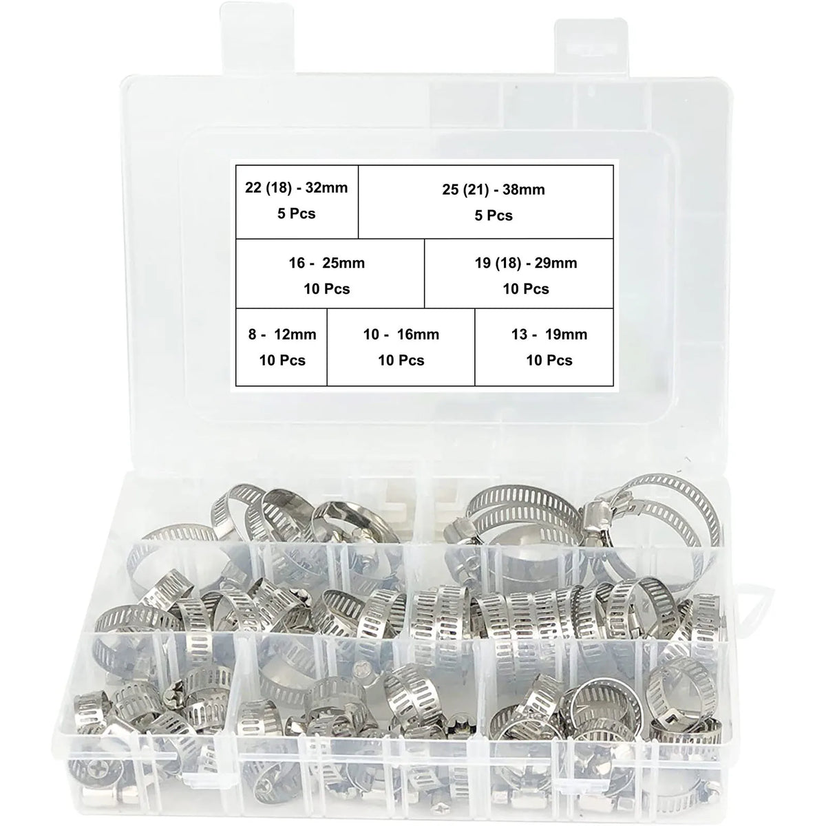 20/60-Piece Stainless Steel Hose Clamp Assortment Kit