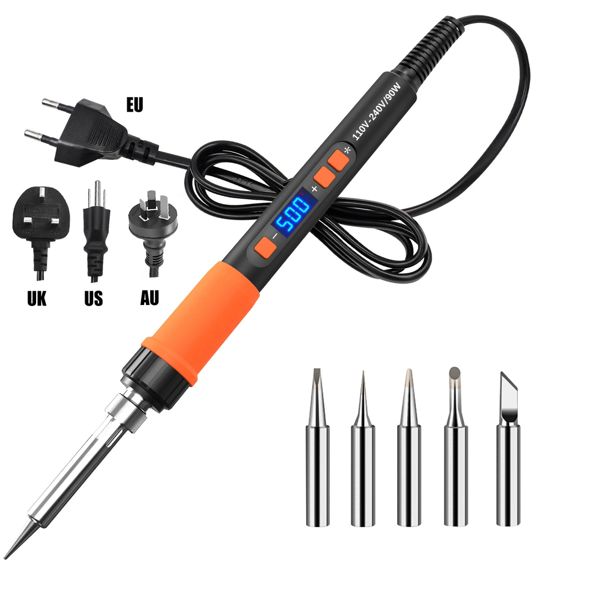 90W 6-in-1 Soldering Iron Kit, LCD Display, Adjustable 180 to 500°C
