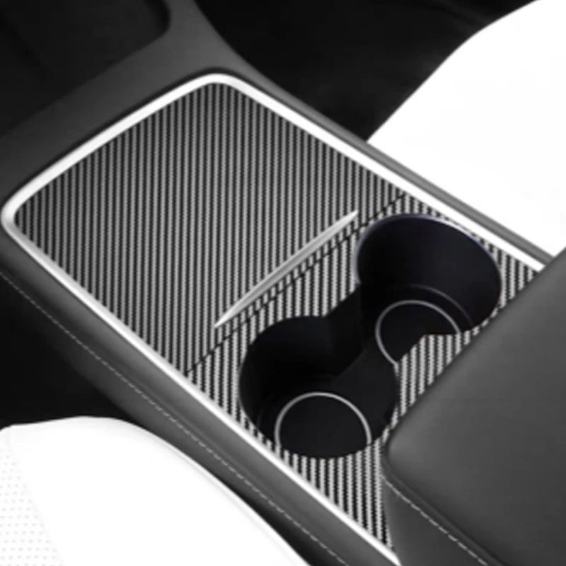 Wood Grain and Carbon Look Center Console Film for Tesla Model Y 2021-2023