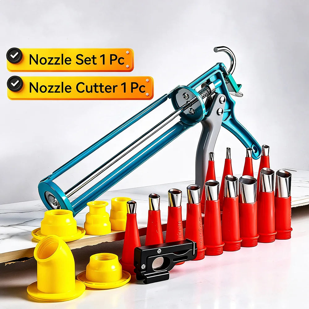 Manual Silicone Glass Glue Caulking Gun Cartridge Applicator Tool Set for Doors Windows